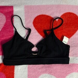 NWT Aerie Black Ribbed Bikini Top